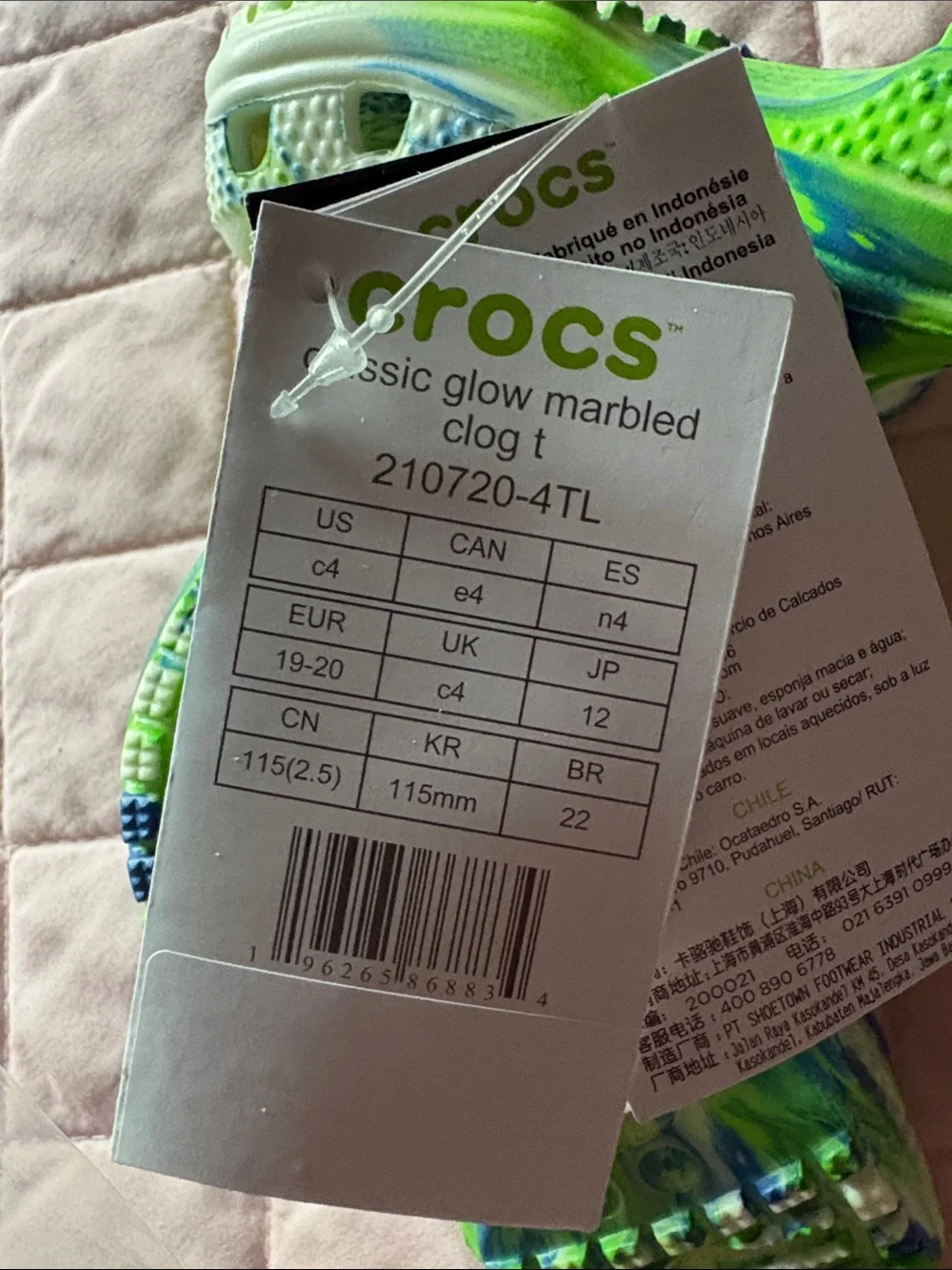 CROCS Kids Glow-in-the-Dark Clogs in Green and Blue